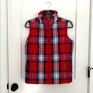 Plaid Lands End puffer vest